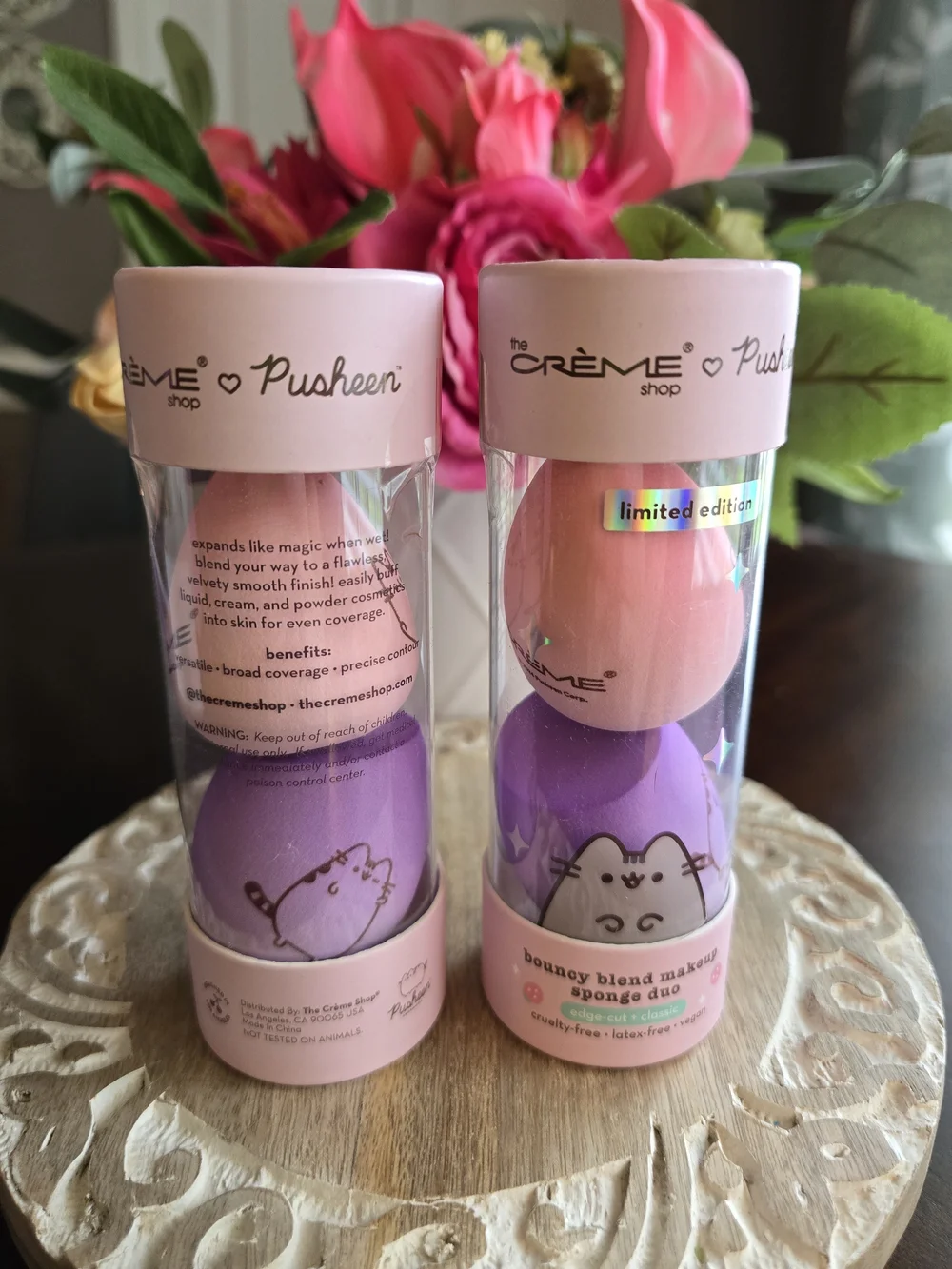 The Crème Shop Pink & Purple Bouncy Blend Makeup Sponge Duo